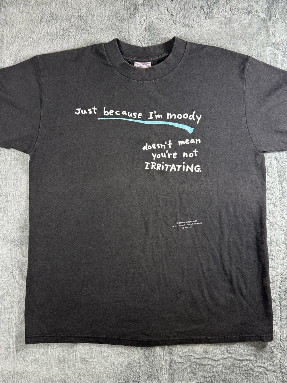 Vintage 90s Hallmark Shoebox Greetings Funny Joke Moody Irritating T-shirt Men L